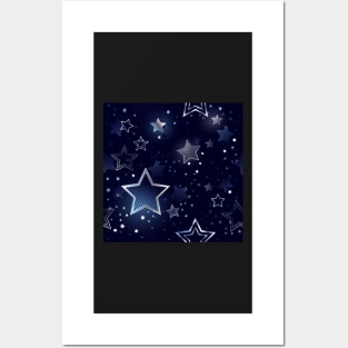 Seamless Background with Silver Stars Posters and Art